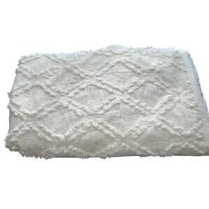 Rachel Ashwell King Duvet Cover White Chenille 101x89” shabby chic cottage core